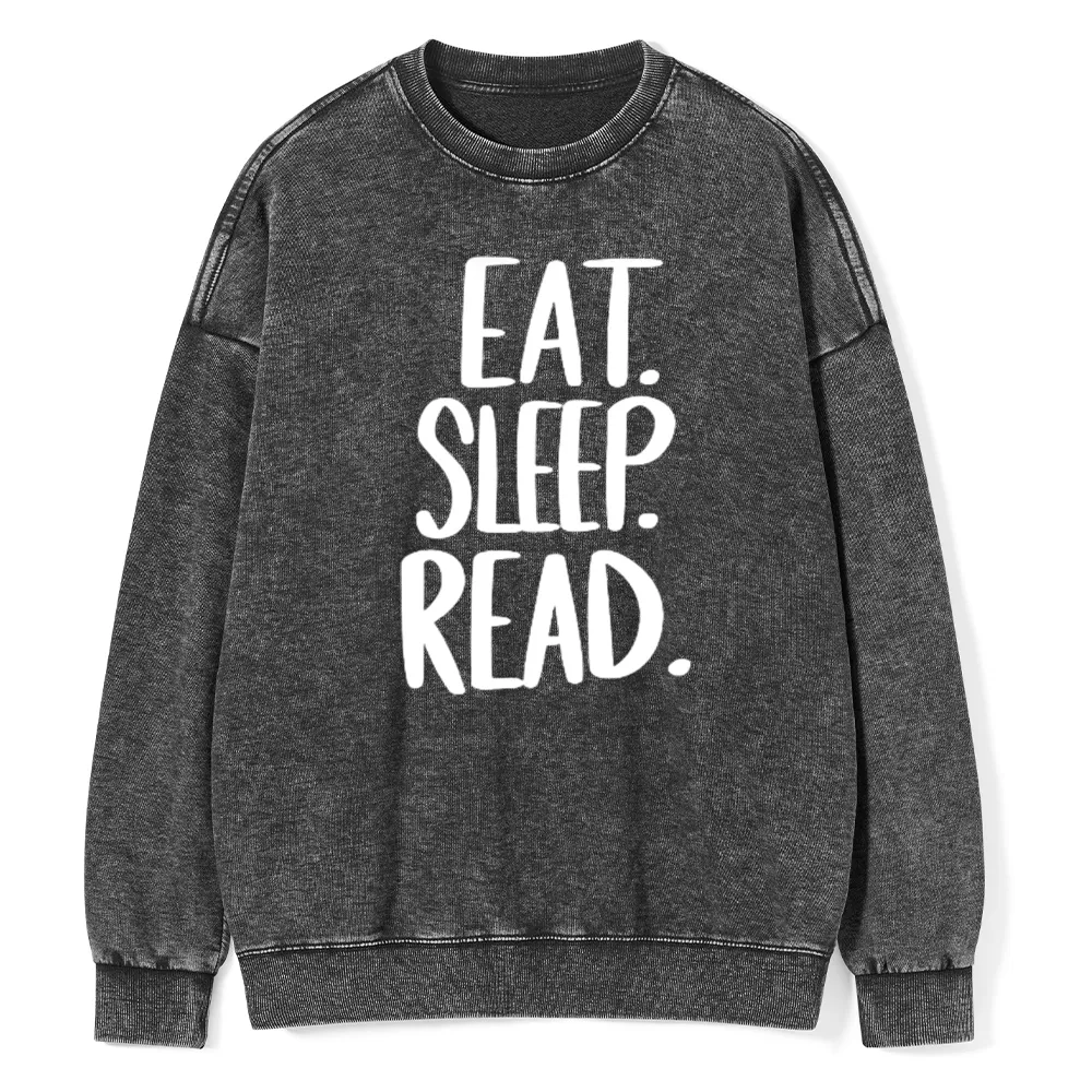 Pagewings Eat Sleep Read Unisex Washed Sweatshirt