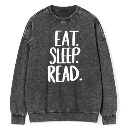 Pagewings Eat Sleep Read Unisex Washed Sweatshirt