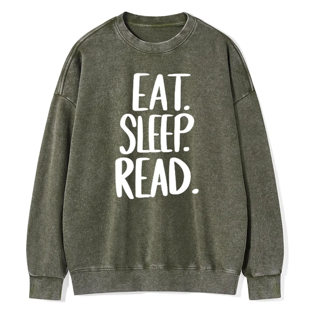 Pagewings Eat Sleep Read Unisex Washed Sweatshirt