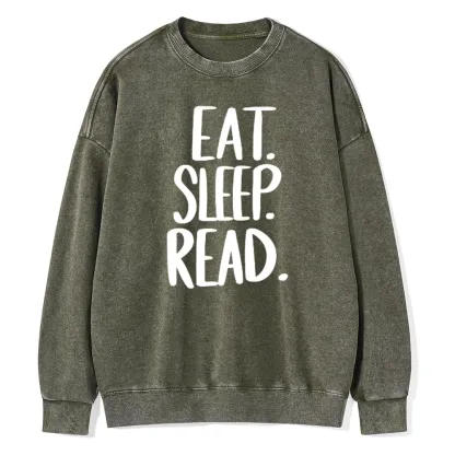 Pagewings Eat Sleep Read Unisex Washed Sweatshirt