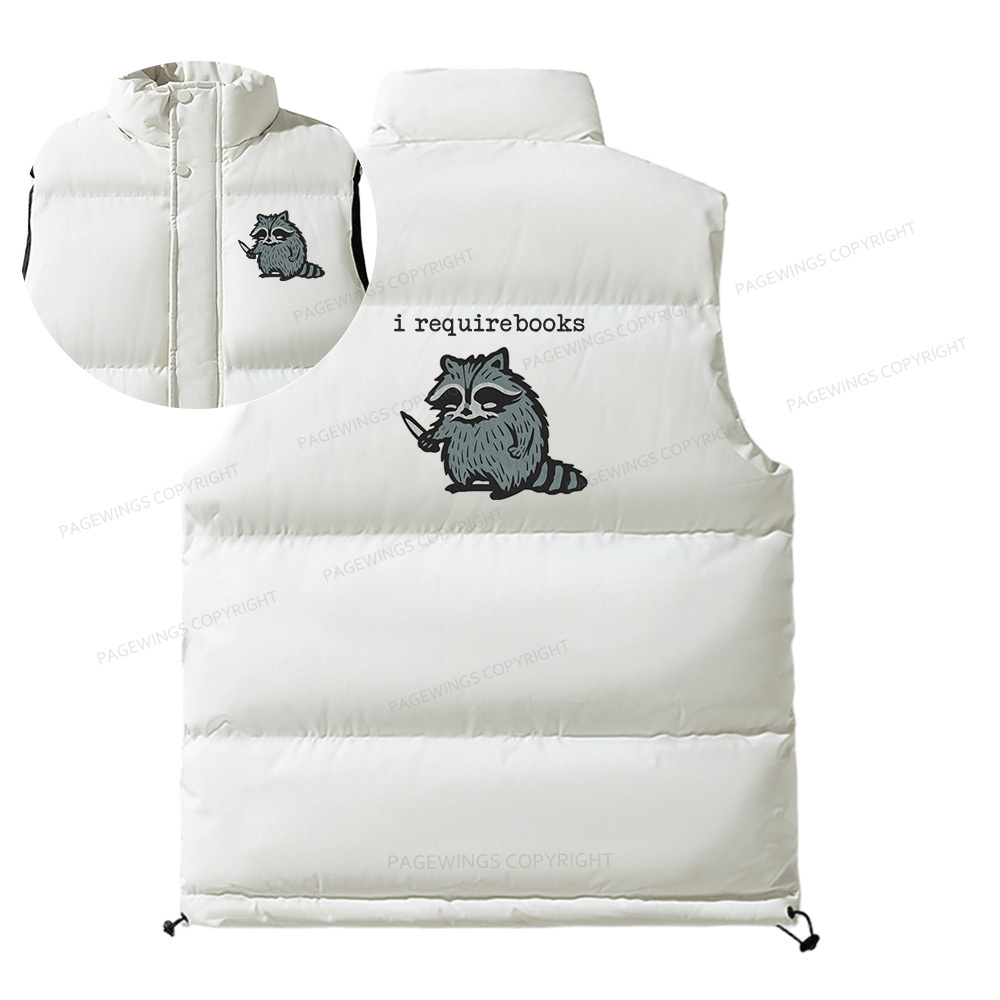 Pagewings I Require Books Unisex Sleeveless Jacket