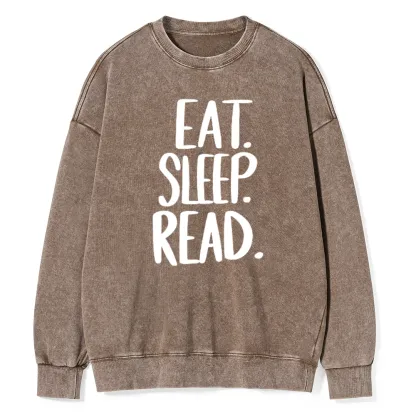 Pagewings Eat Sleep Read Unisex Washed Sweatshirt