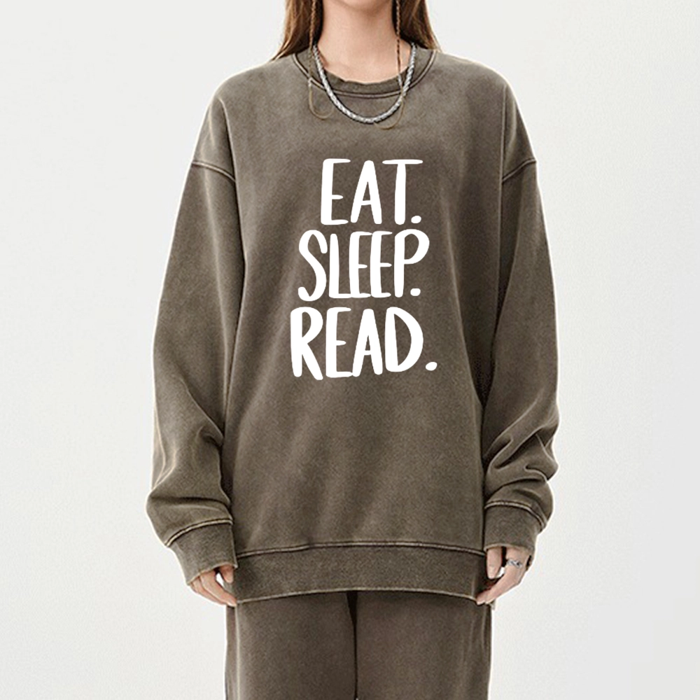 Pagewings Eat Sleep Read Unisex Washed Sweatshirt