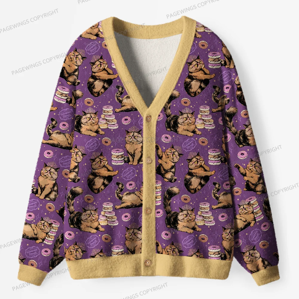 Pagewings God Dammit Donut Unisex Ugly Cardigan Sweaters