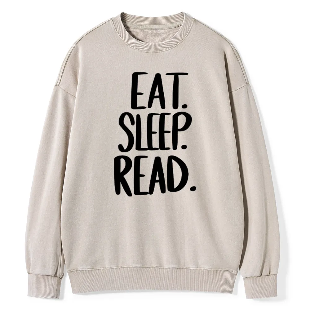 Pagewings Eat Sleep Read Unisex Washed Sweatshirt