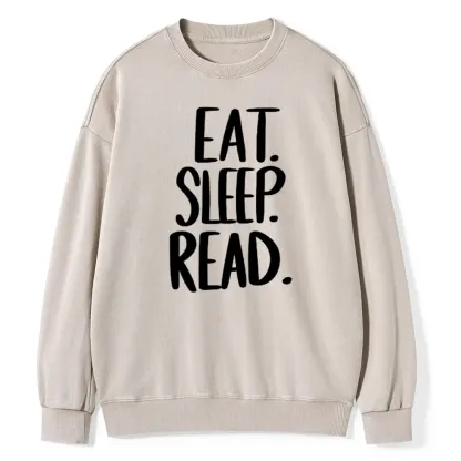 Pagewings Eat Sleep Read Unisex Washed Sweatshirt