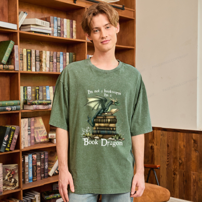 Pagewings Book Dragon Unisex Washed T-shirt