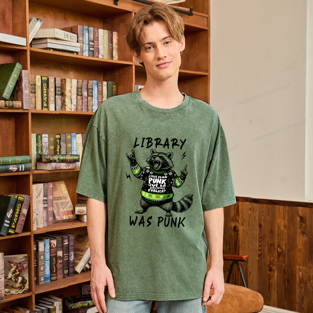 Pagewings Library Was Punk Unisex Washed T-shirt