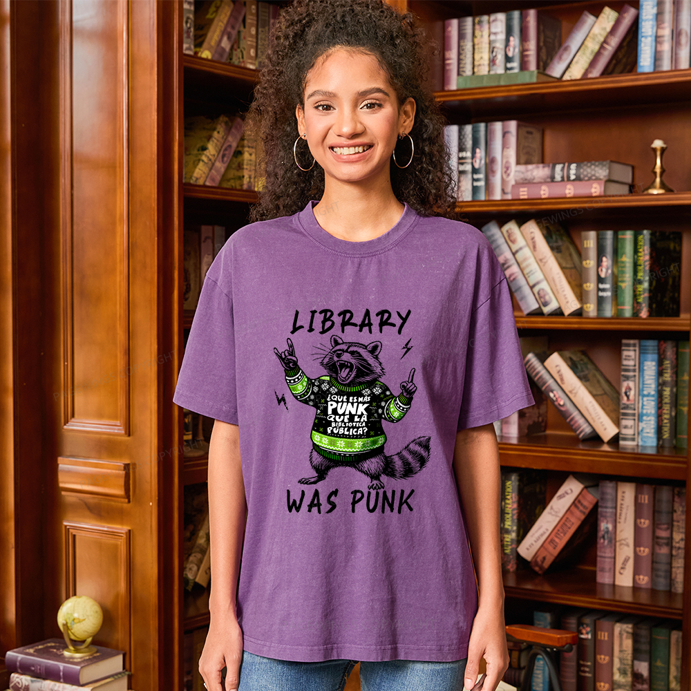 Pagewings Library Was Punk Unisex Washed T-shirt