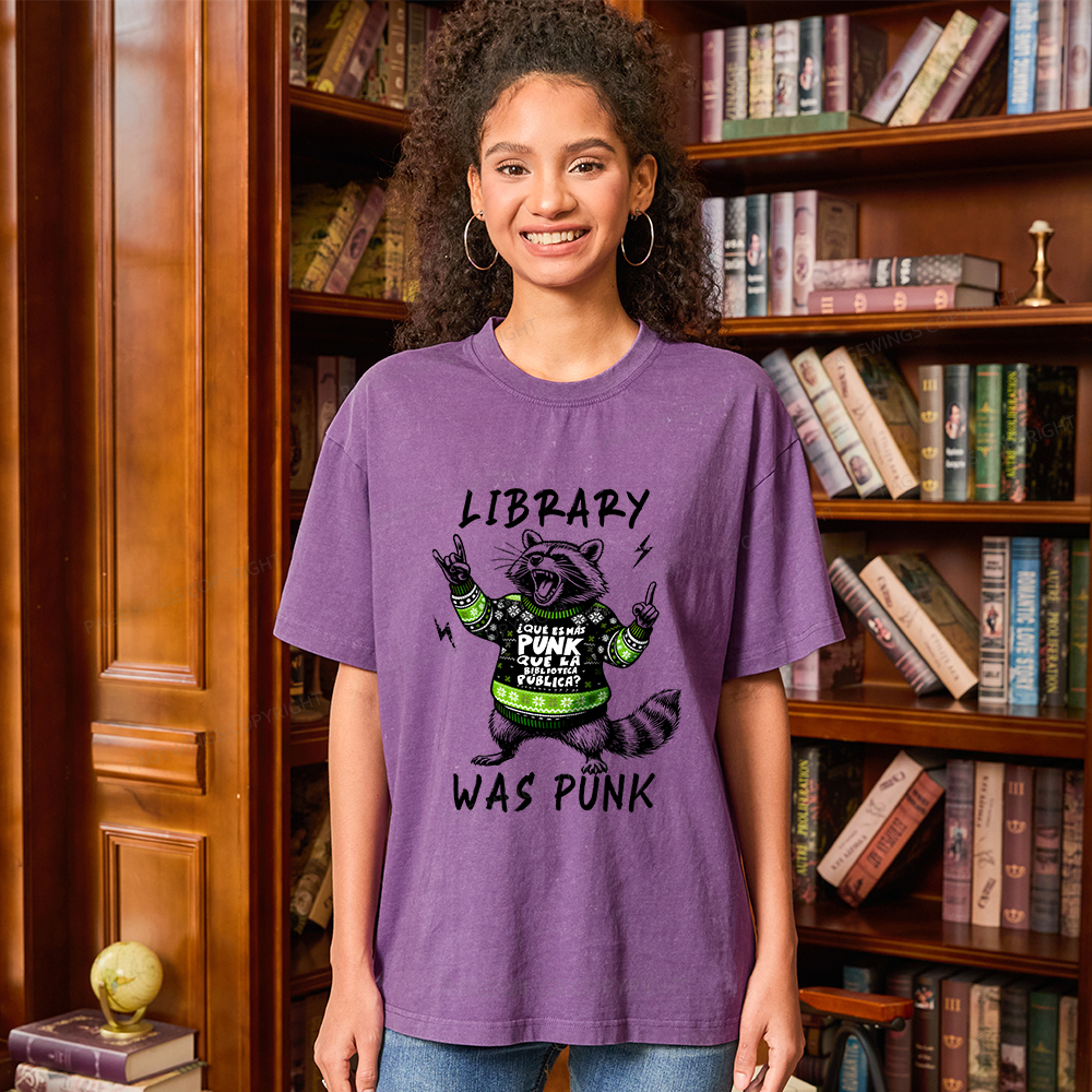 Pagewings Library Was Punk Unisex Washed T-shirt