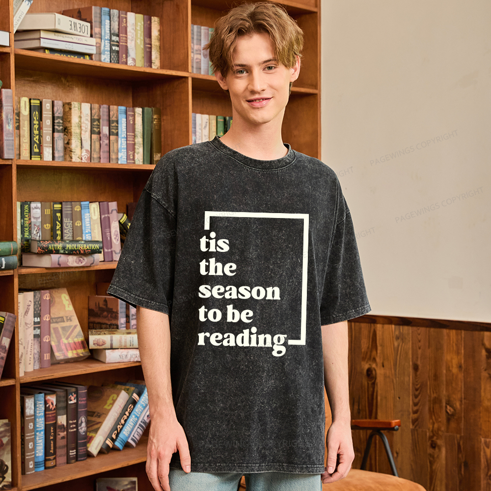 Pagewings Tis the season to be Reading Unisex Washed T-shirt