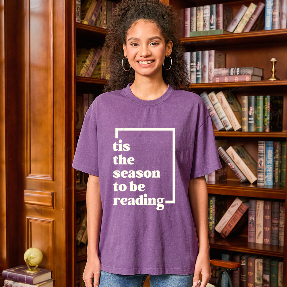 Pagewings Tis the season to be Reading Unisex Washed T-shirt