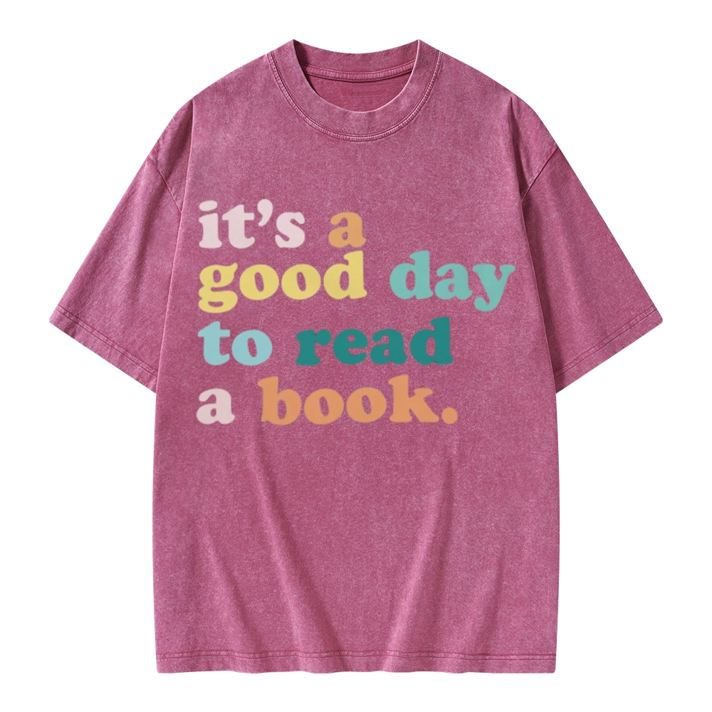 Pagewings It’s a Good Day to Read a Book Unisex Washed T-shirt