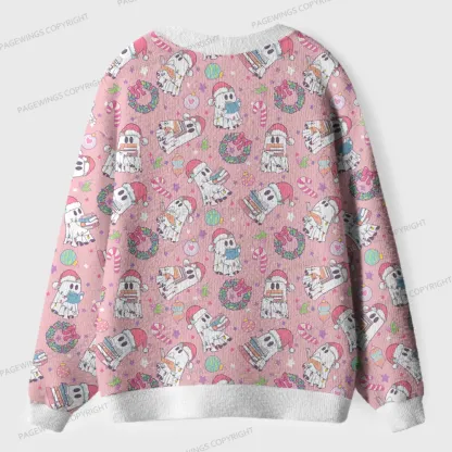Pagewings Christmas Reading Unisex Ugly Cardigan Sweaters
