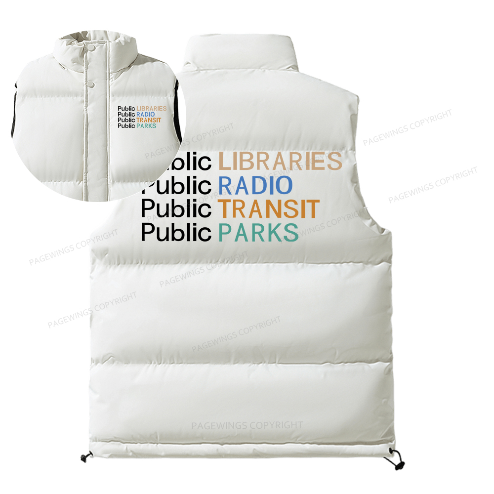 Pagewings Public Libraries Radio Transit Parks Unisex Sleeveless Jacket