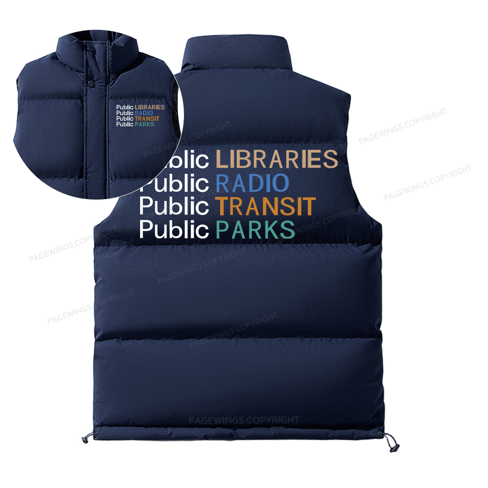 Pagewings Public Libraries Radio Transit Parks Unisex Sleeveless Jacket