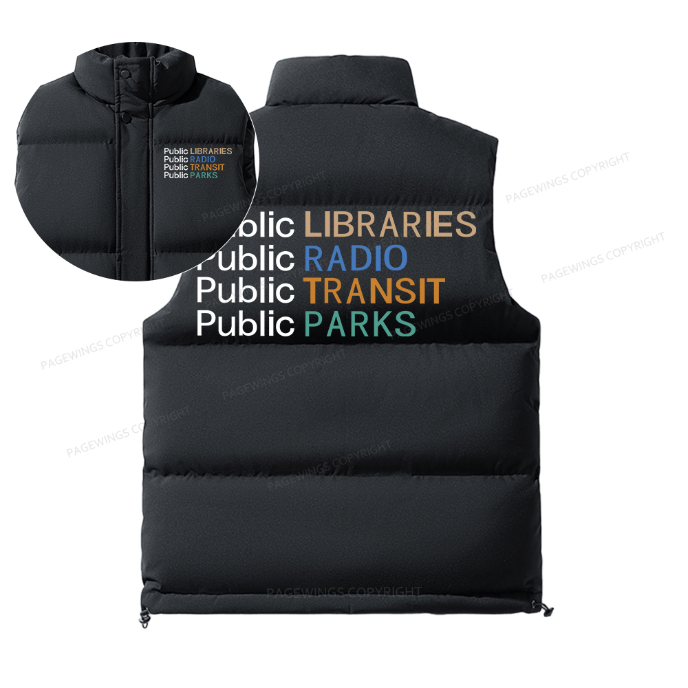 Pagewings Public Libraries Radio Transit Parks Unisex Sleeveless Jacket