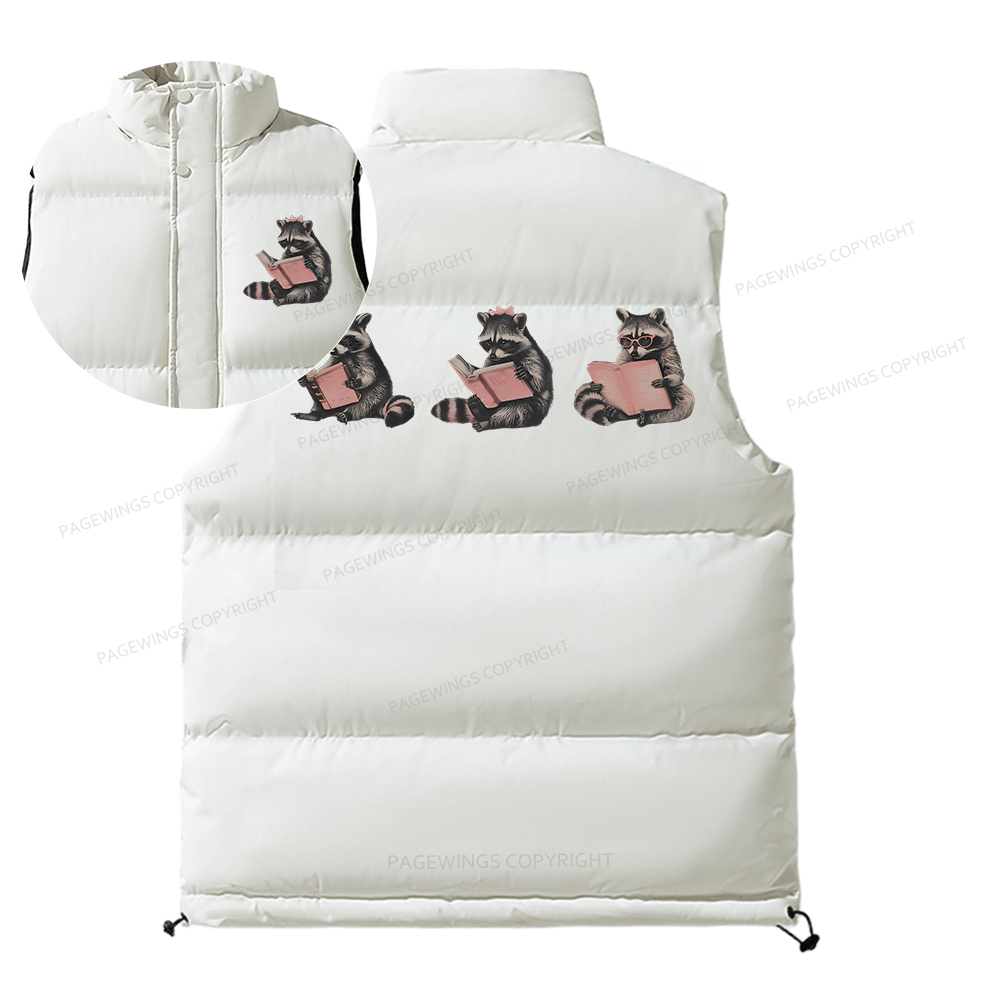 Pagewings Funny Raccoon Bookish Gift Unisex Sleeveless Jacket