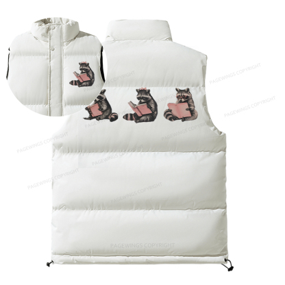 Pagewings Funny Raccoon Bookish Gift Unisex Sleeveless Jacket