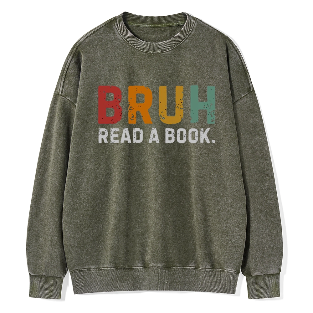 Pagewings Read A Book Bruh Unisex Washed Sweatshirt
