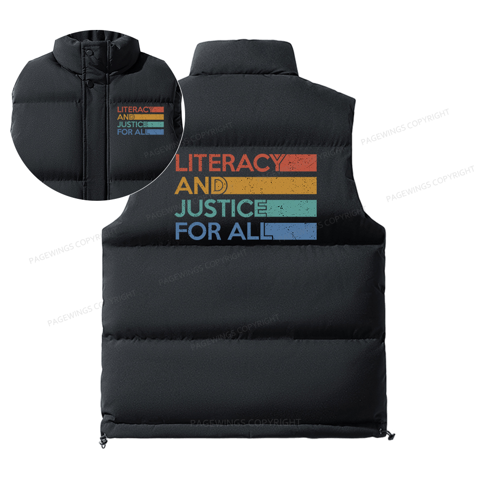 Pagewings Literacy and Justice For All Unisex Sleeveless Jacket