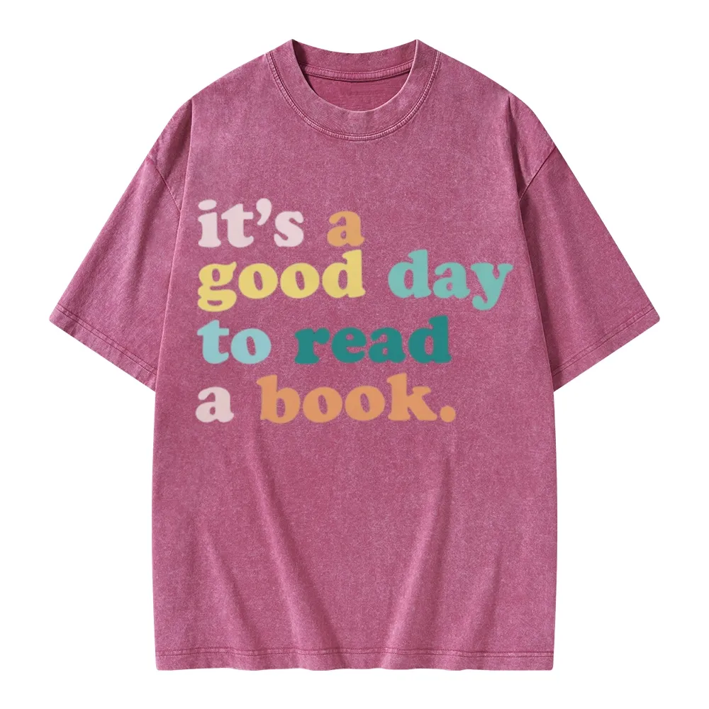 Pagewings It’s a Good Day to Read a Book Unisex Washed T-shirt