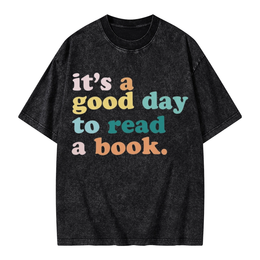 Pagewings It’s a Good Day to Read a Book Unisex Washed T-shirt