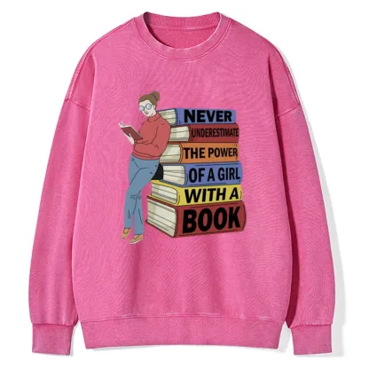 Pagewings Power Of A Girl With A Book Unisex Washed Sweatshirt