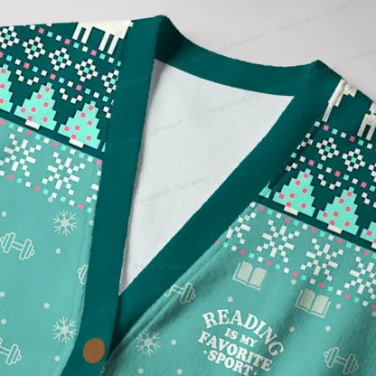 Pagewings Reading Is My Favorite Sport Unisex Ugly Cardigan Sweaters