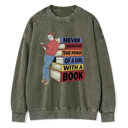 Pagewings Power Of A Girl With A Book Unisex Washed Sweatshirt