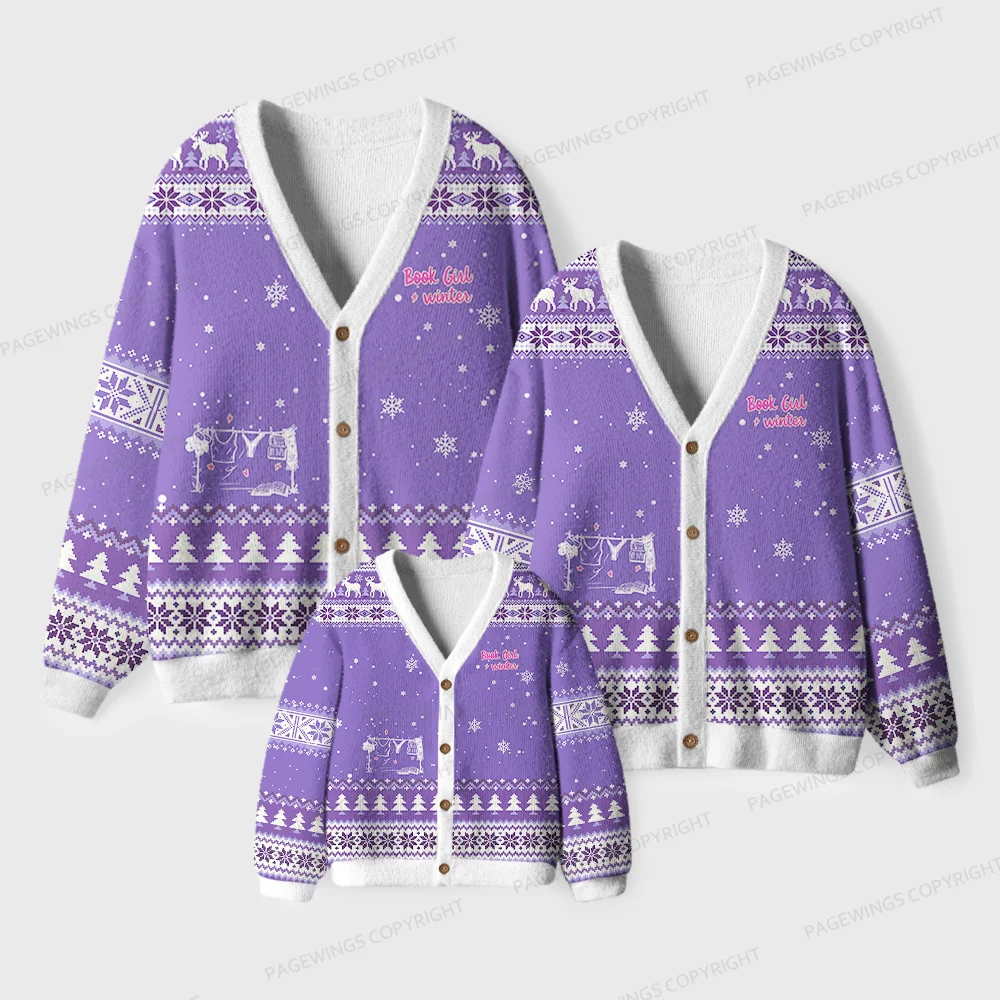 Pagewings Book Girl Winter Unisex Ugly Cardigan Sweaters
