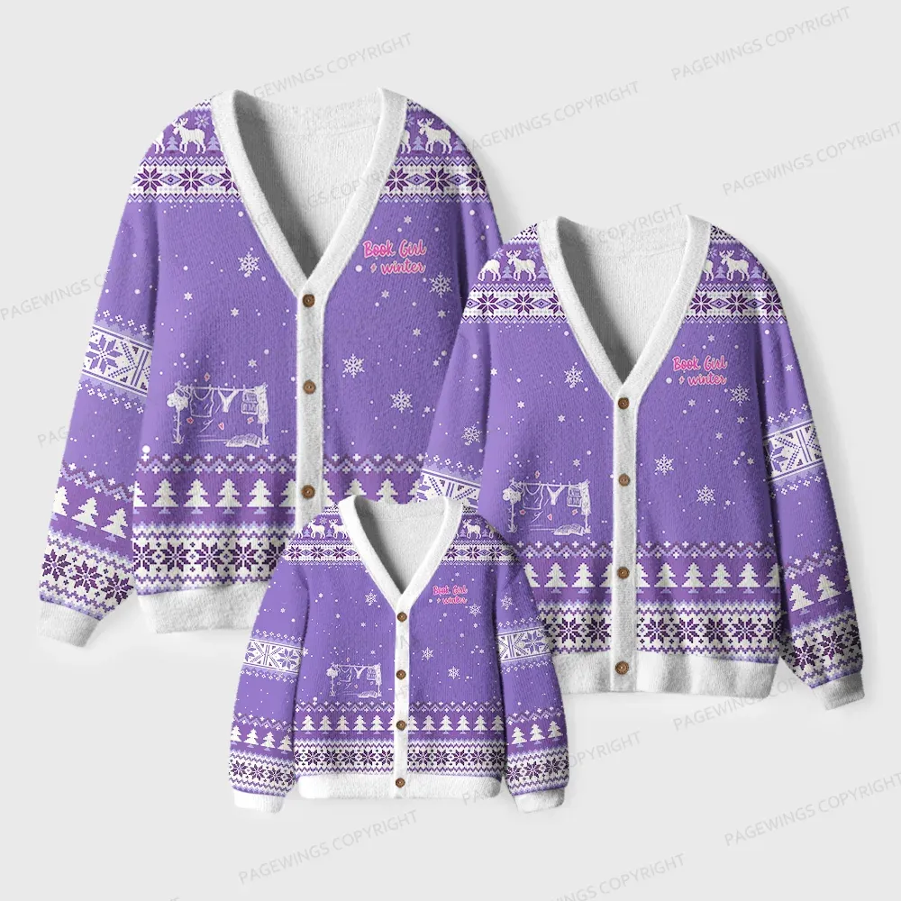 Pagewings Book Girl Winter Unisex Ugly Cardigan Sweaters