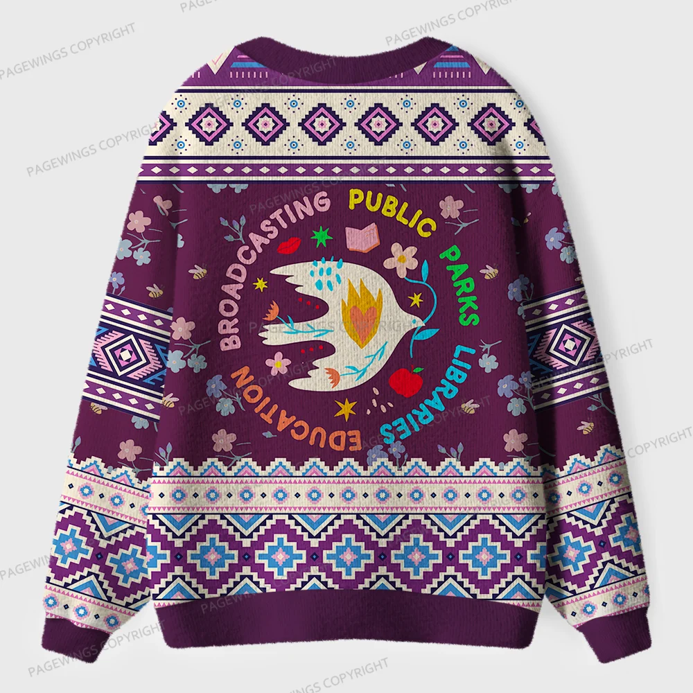 Pagewings Supporting Public Libraries Unisex Ugly Cardigan Sweaters