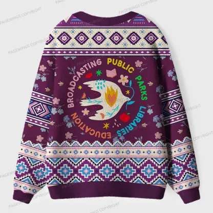 Pagewings Supporting Public Libraries Unisex Ugly Cardigan Sweaters