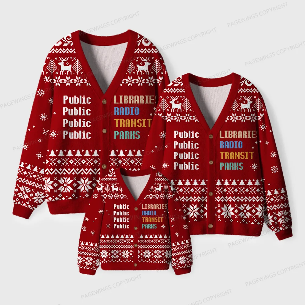 Pagewings Public Libraries Unisex Ugly Cardigan Sweaters