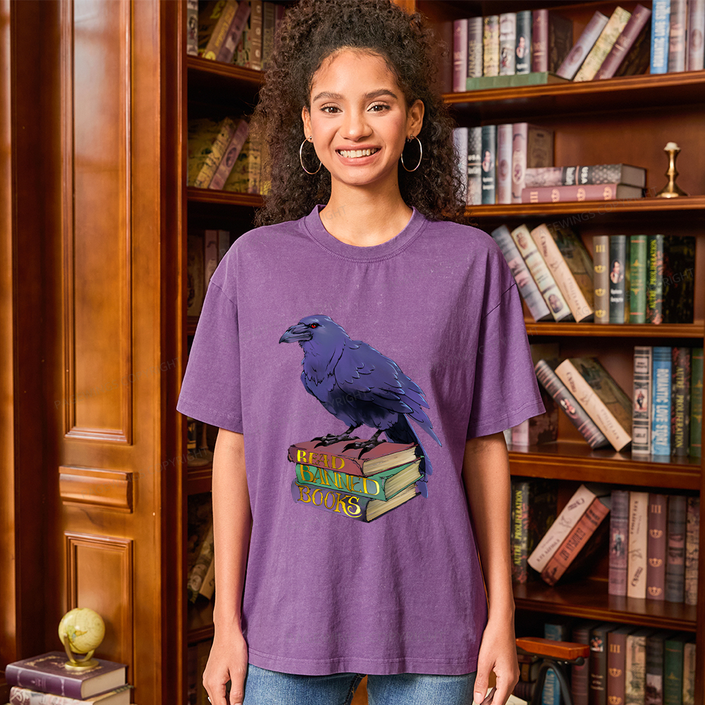 Pagewings Read Banned Books Unisex Washed T-shirt