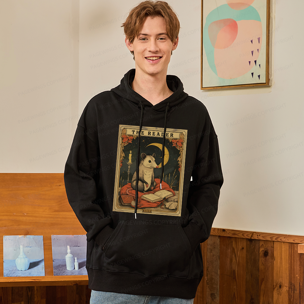 Pagewings The Reader Opossum Tarot Card Unisex Classic Hoodie