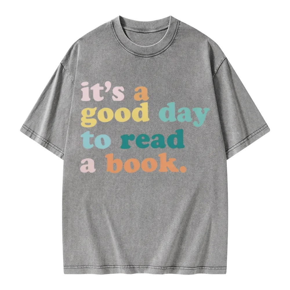 Pagewings It’s a Good Day to Read a Book Unisex Washed T-shirt
