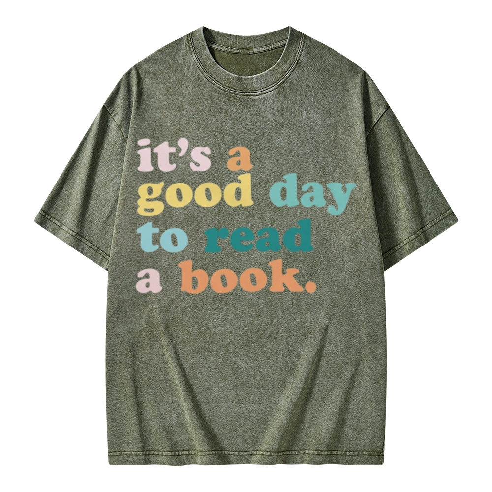 Pagewings It’s a Good Day to Read a Book Unisex Washed T-shirt