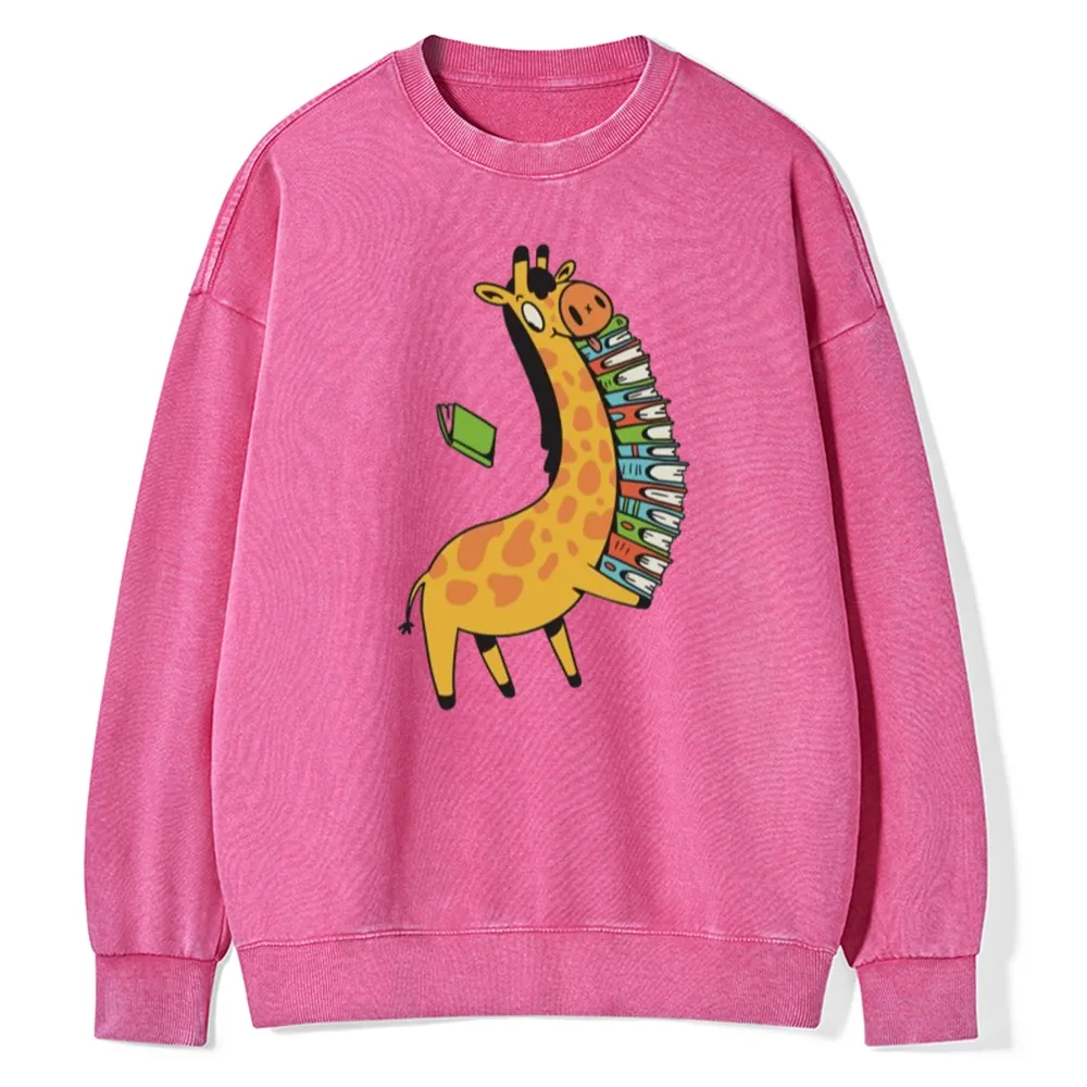 Pagewings Book Giraff Unisex Washed Sweatshirt