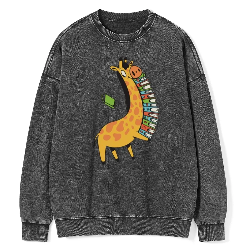 Pagewings Book Giraff Unisex Washed Sweatshirt