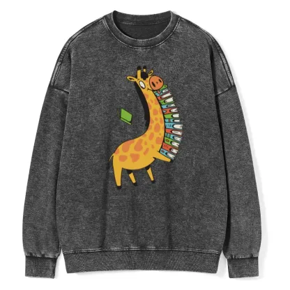 Pagewings Book Giraff Unisex Washed Sweatshirt