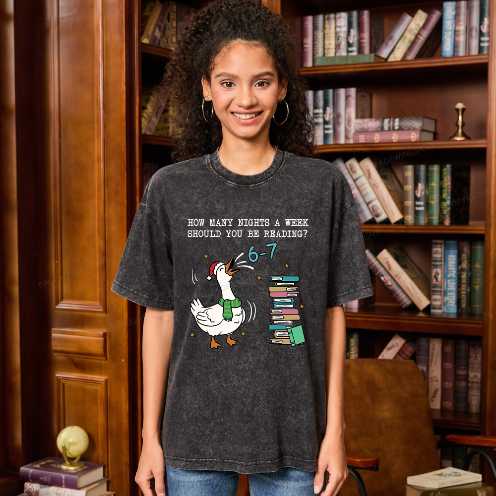 Pagewings How Many Nights A Week Should You Be Reading 6-7 Unisex Washed T-shirt