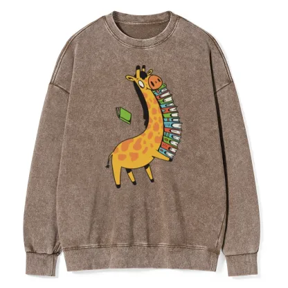 Pagewings Book Giraff Unisex Washed Sweatshirt