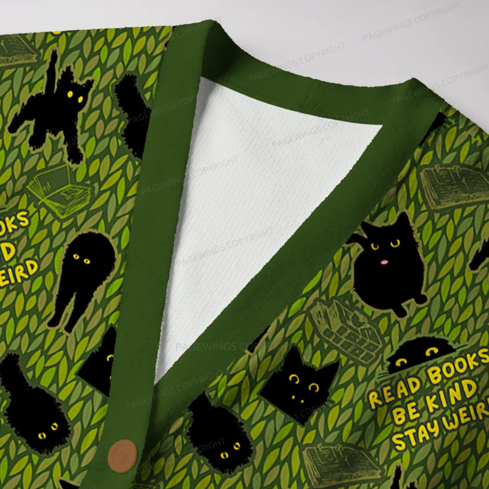 Pagewings Read Books Be Kind Stay Weird Unisex Ugly Cardigan Sweaters