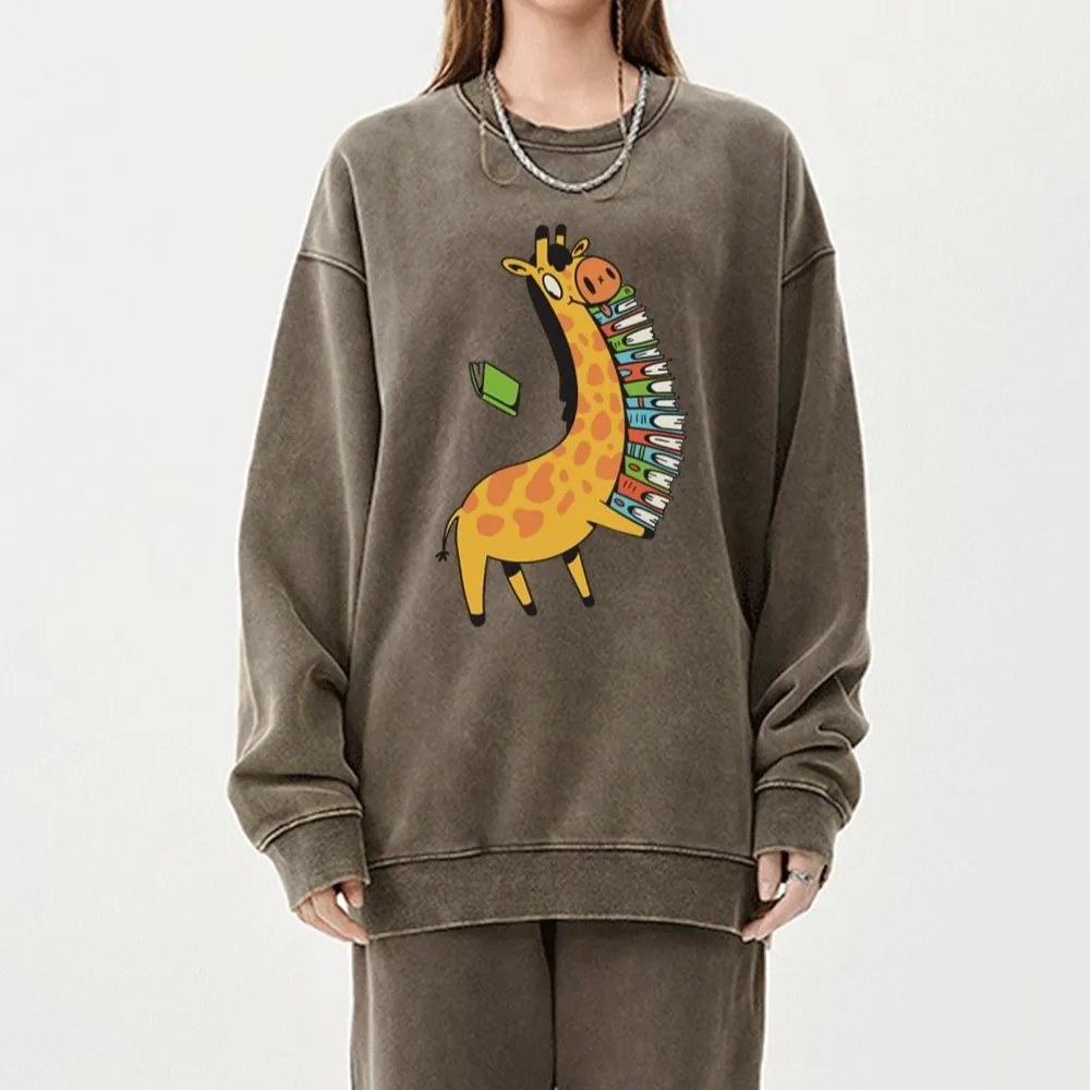 Pagewings Book Giraff Unisex Washed Sweatshirt
