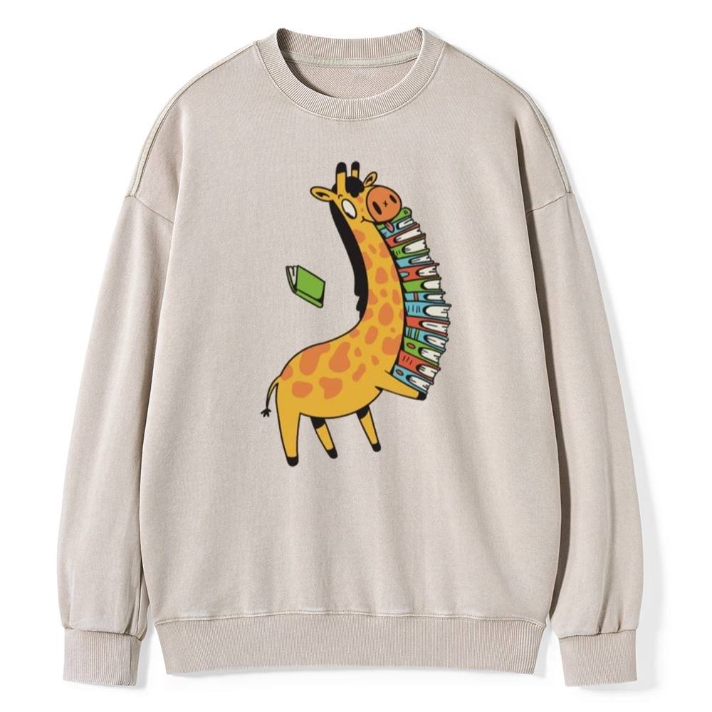 Pagewings Book Giraff Unisex Washed Sweatshirt