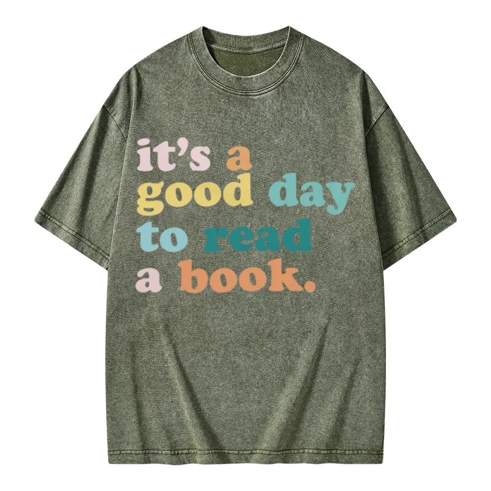 Pagewings It’s a Good Day to Read a Book Unisex Washed T-shirt
