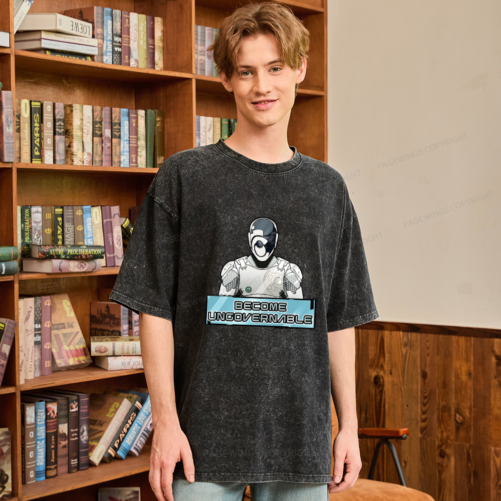 Pagewings Become Ungovernable Unisex Washed T-shirt
