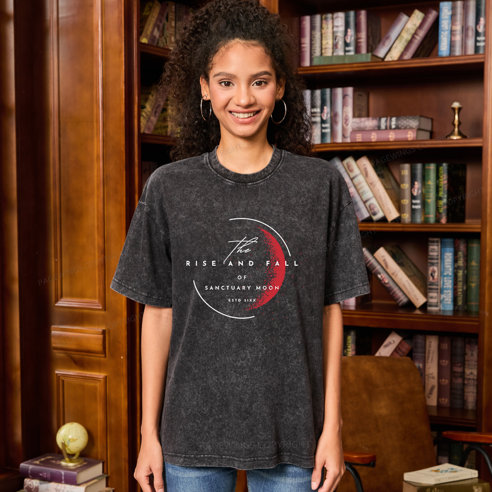 Pagewings The Rise and Fall of Sanctuary Moon Unisex Washed T-shirt